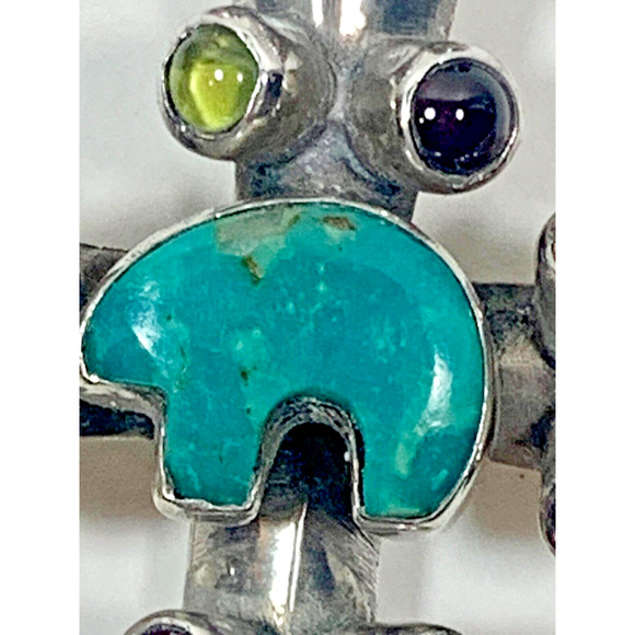 Nakai Navajo Indian Cross with Bear Fetish Sterling Silver - Picture 6 of 13